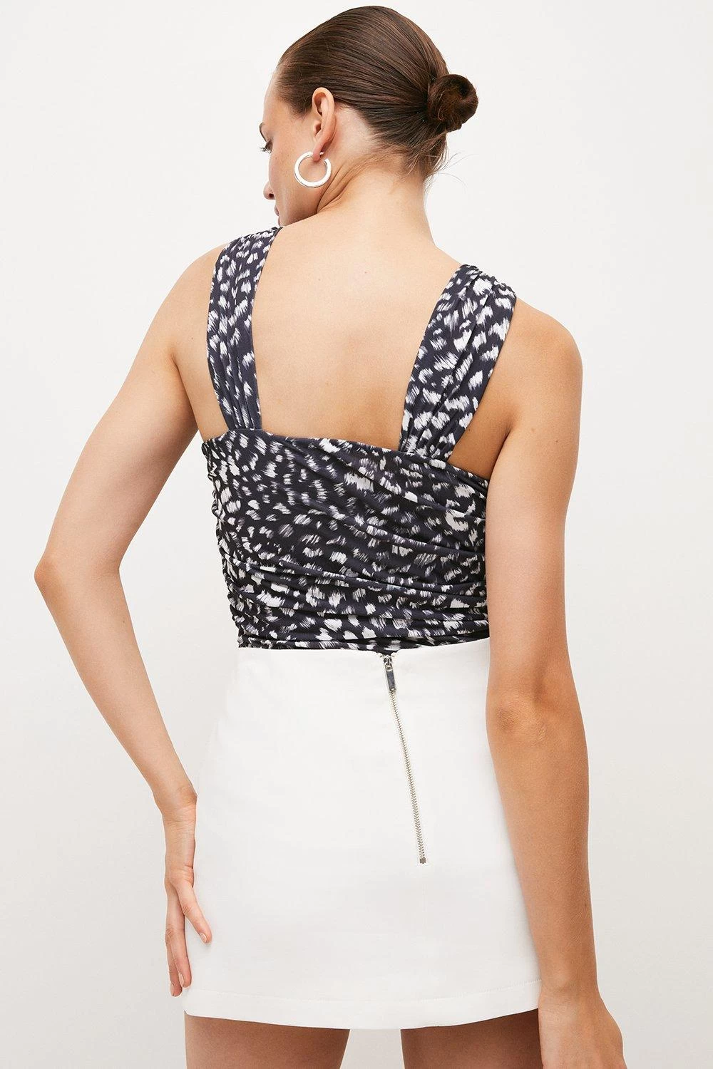 Karen Millen Animal Print Cut Out Jersey Crepe Top - Image 4