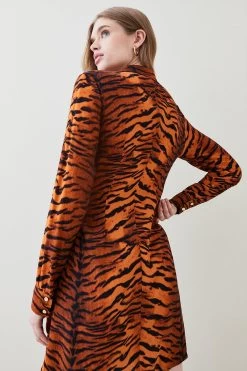 Karen Millen Tiger Printed Woven Mini Wrap Dress