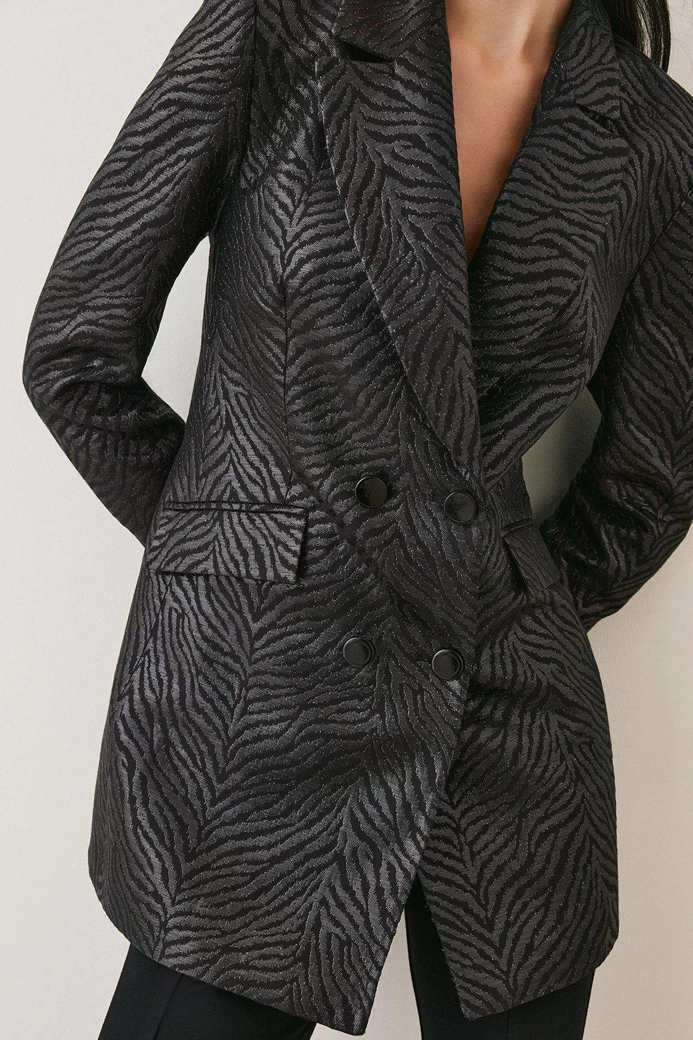 Karen Millen Zebra Jacquard Tailored Double Breasted Jacket - Image 4