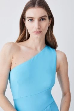 Karen Millen Tall One Shoulder Soft Tailored High Low Midi Dress