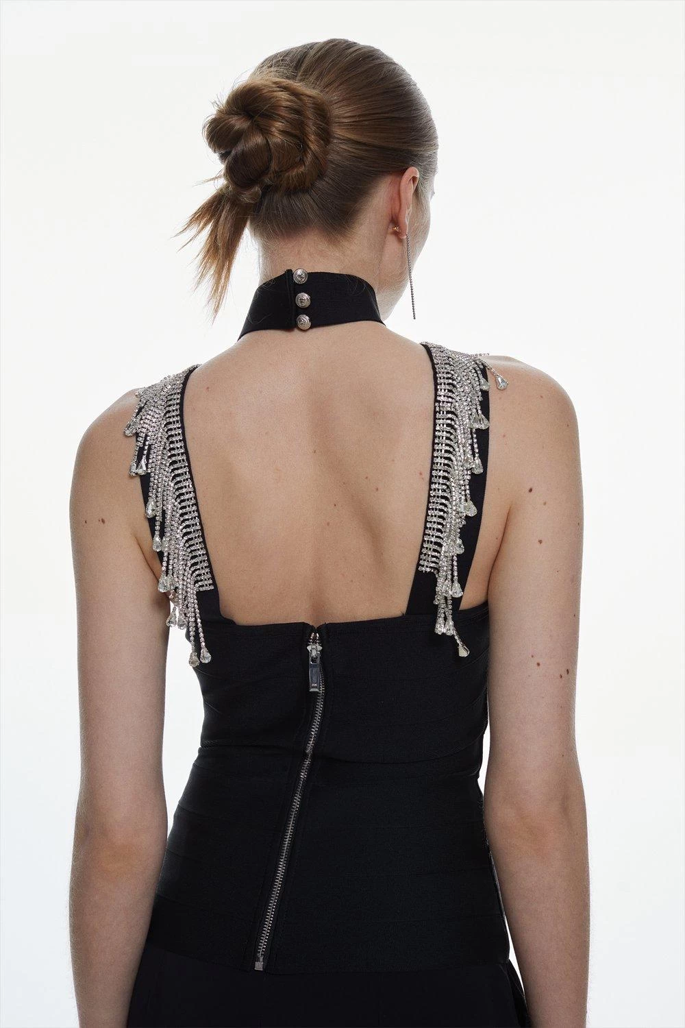 Karen Millen Bandage Diamante Trim Haltertop - Image 4