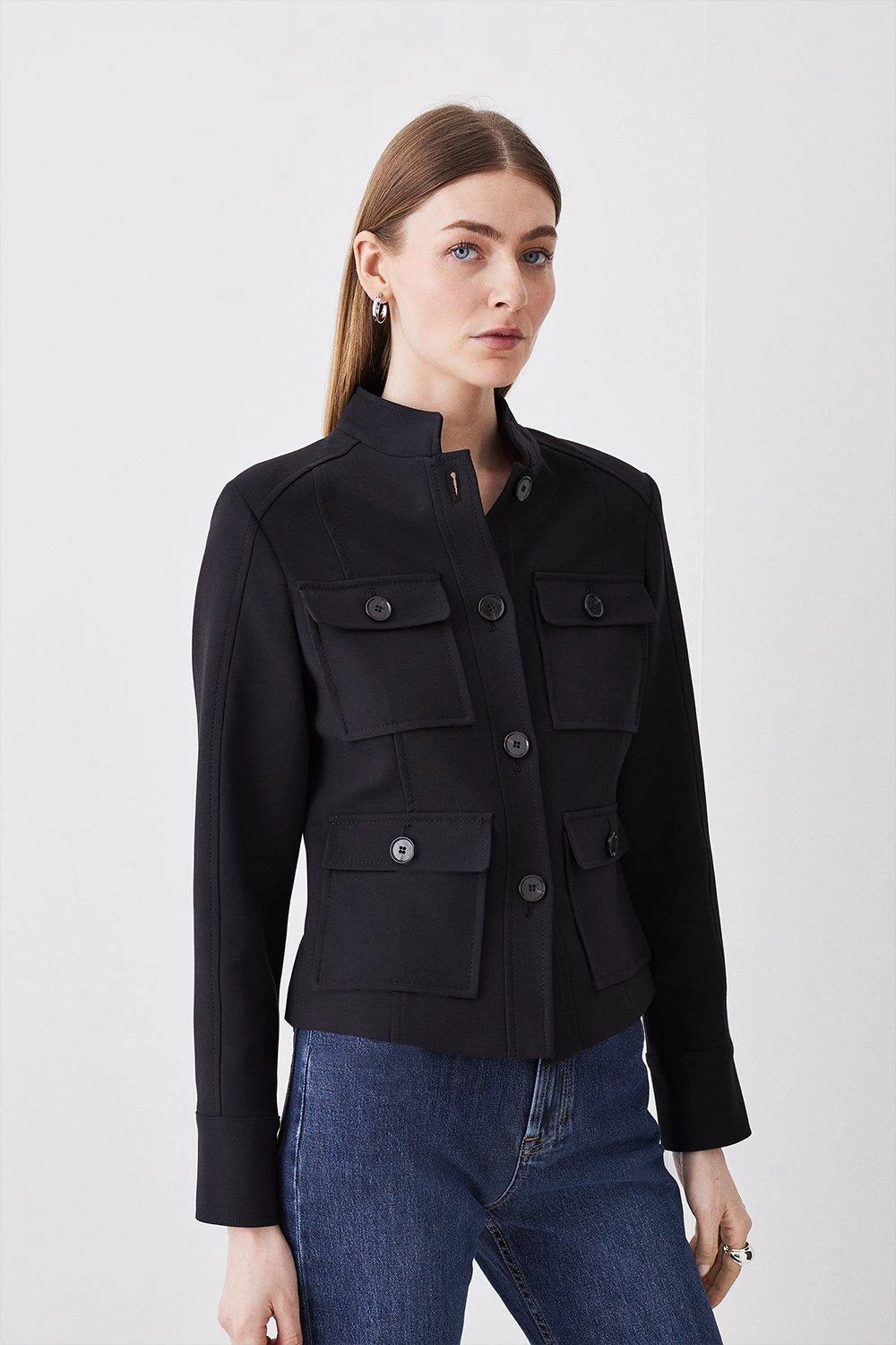 Karen Millen Compact Stretch Military Jacket - Image 2