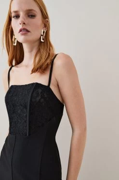 Karen Millen Corded Lace Figure Form Woven Corset Dress