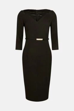 Karen Millen Forever Bar Belt Midi Dress