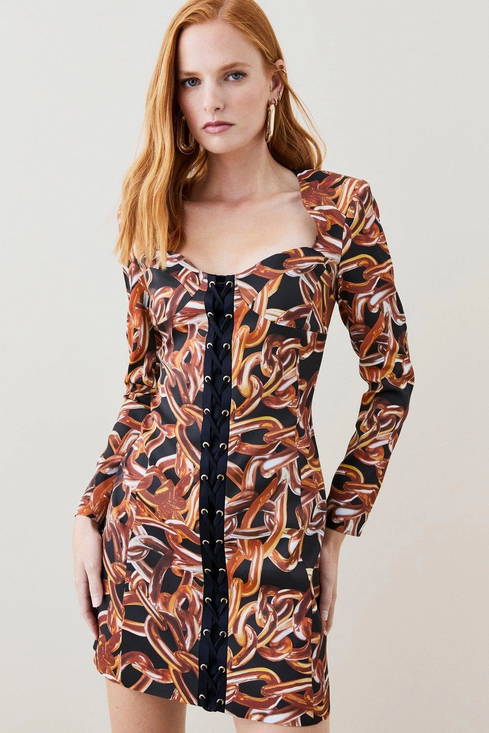 Karen Millen Italian Stretch Chain Print Mini Dress - Image 2