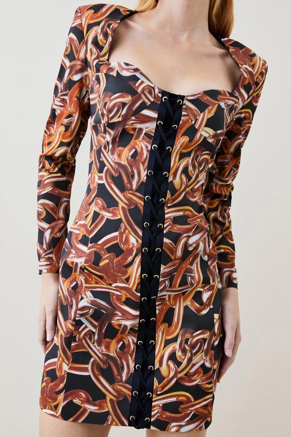 Karen Millen Italian Stretch Chain Print Mini Dress