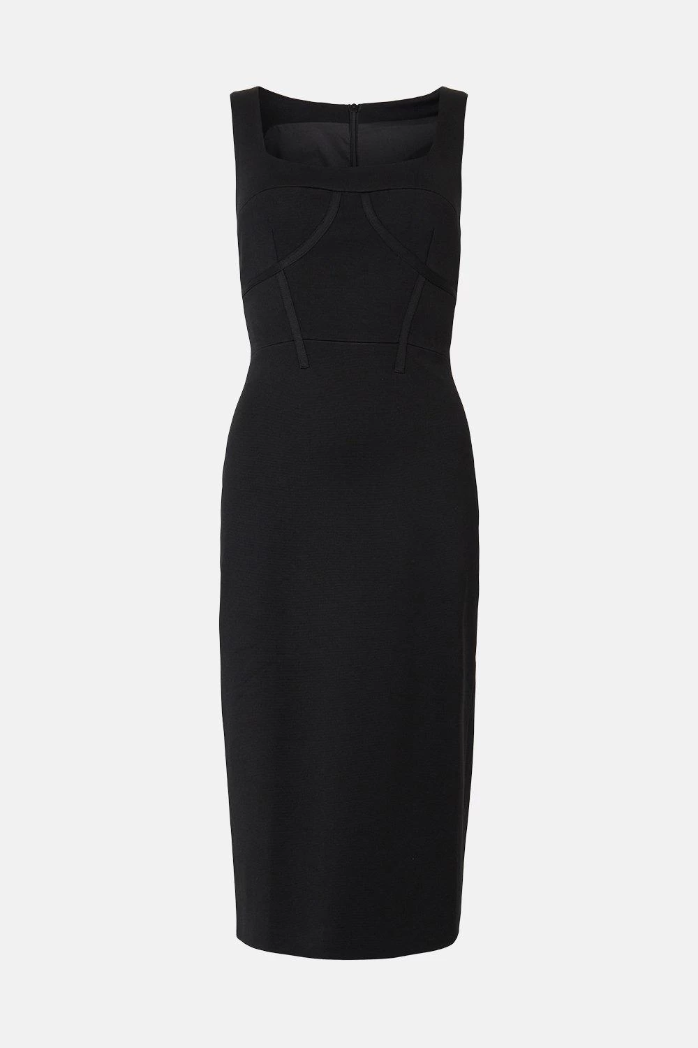 Karen Millen Italian Structured Jersey Corset Detail Midi Dress - Image 3