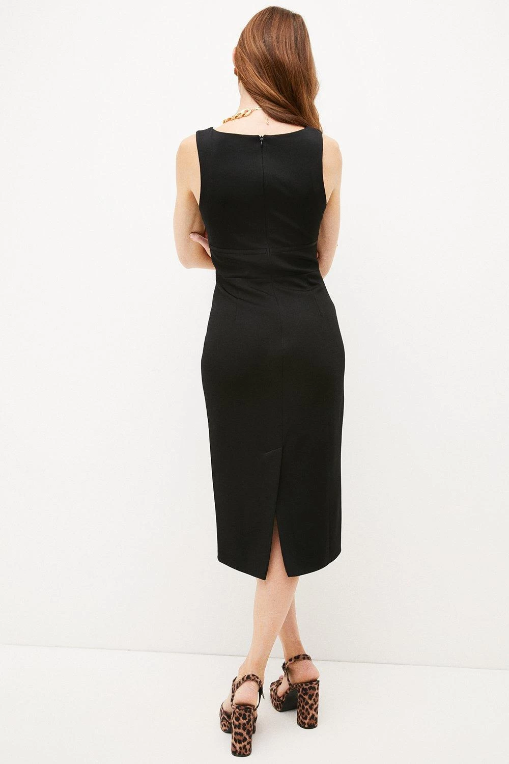 Karen Millen Italian Structured Jersey Corset Detail Midi Dress