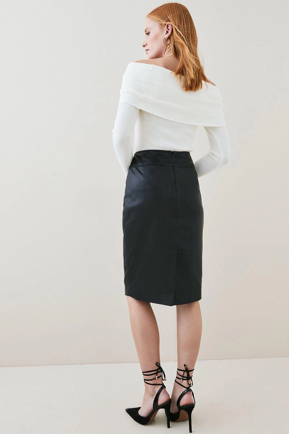 Karen Millen Leather Signature Pencil Skirt - Image 4