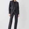 Karen Millen Leather Straight Leg Low Waist Trousers