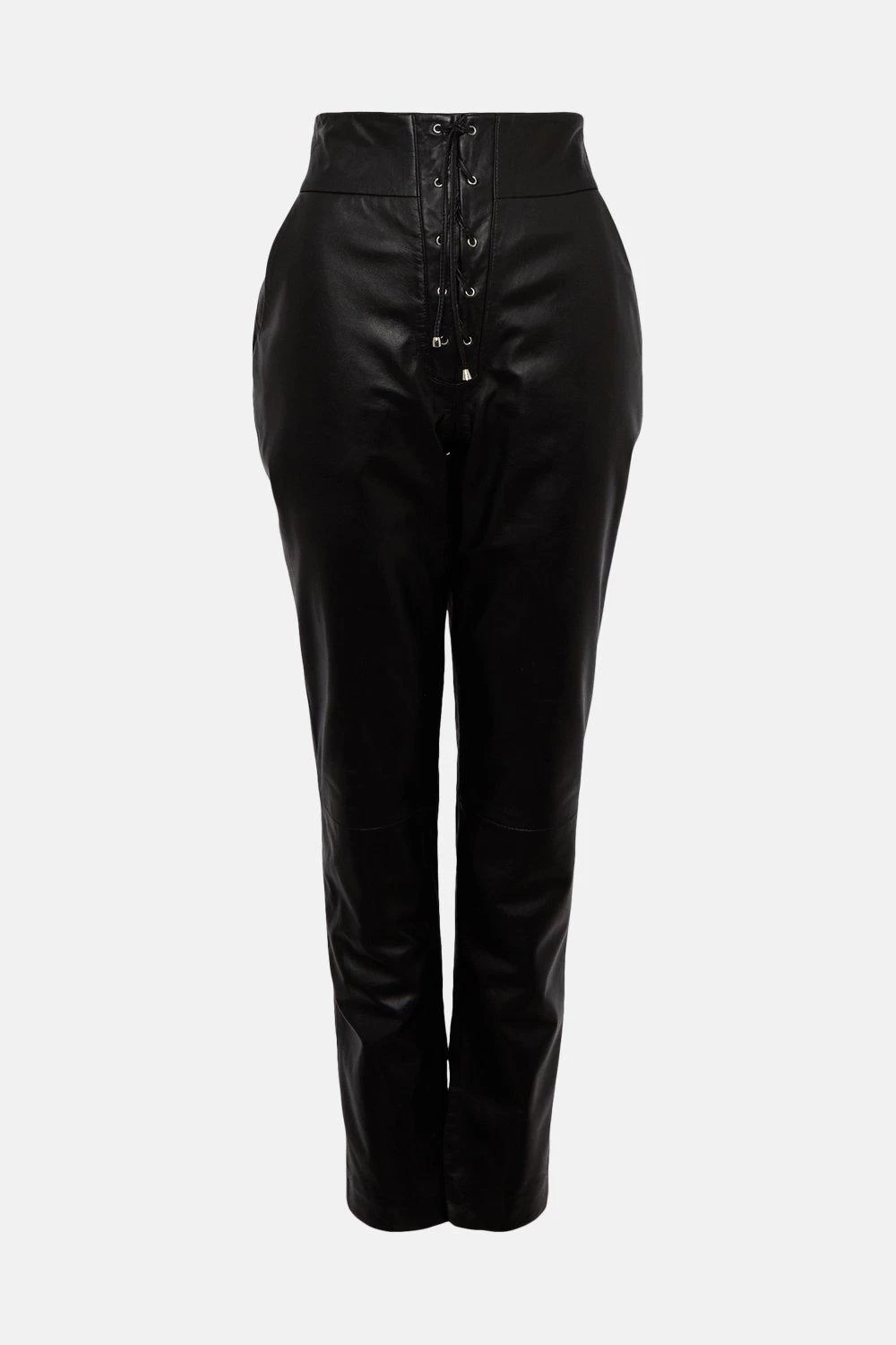 Karen Millen Leather Tie Waist Slim Leg Trouser - Image 3