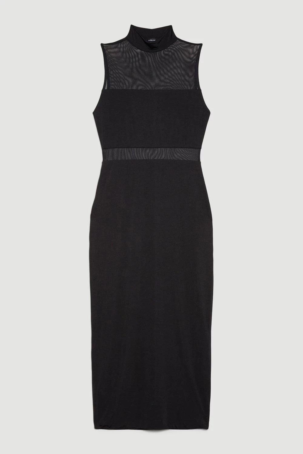 Karen Millen Mesh Panelled High Neck Slinky Jersey Midaxi Dress - Image 4