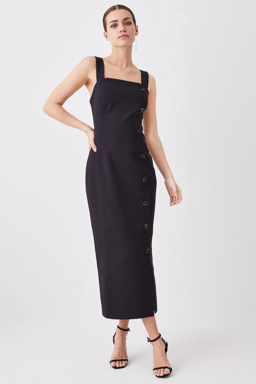 Karen Millen Petite Tailored Button Detail Midi Dress - Image 2