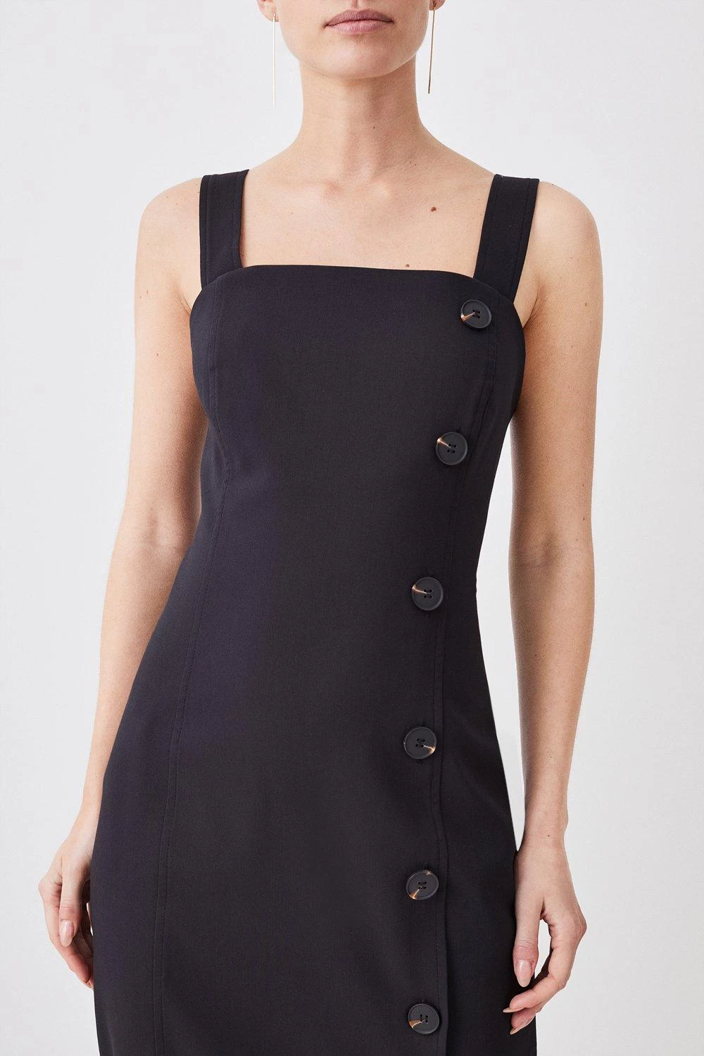 Karen Millen Petite Tailored Button Detail Midi Dress