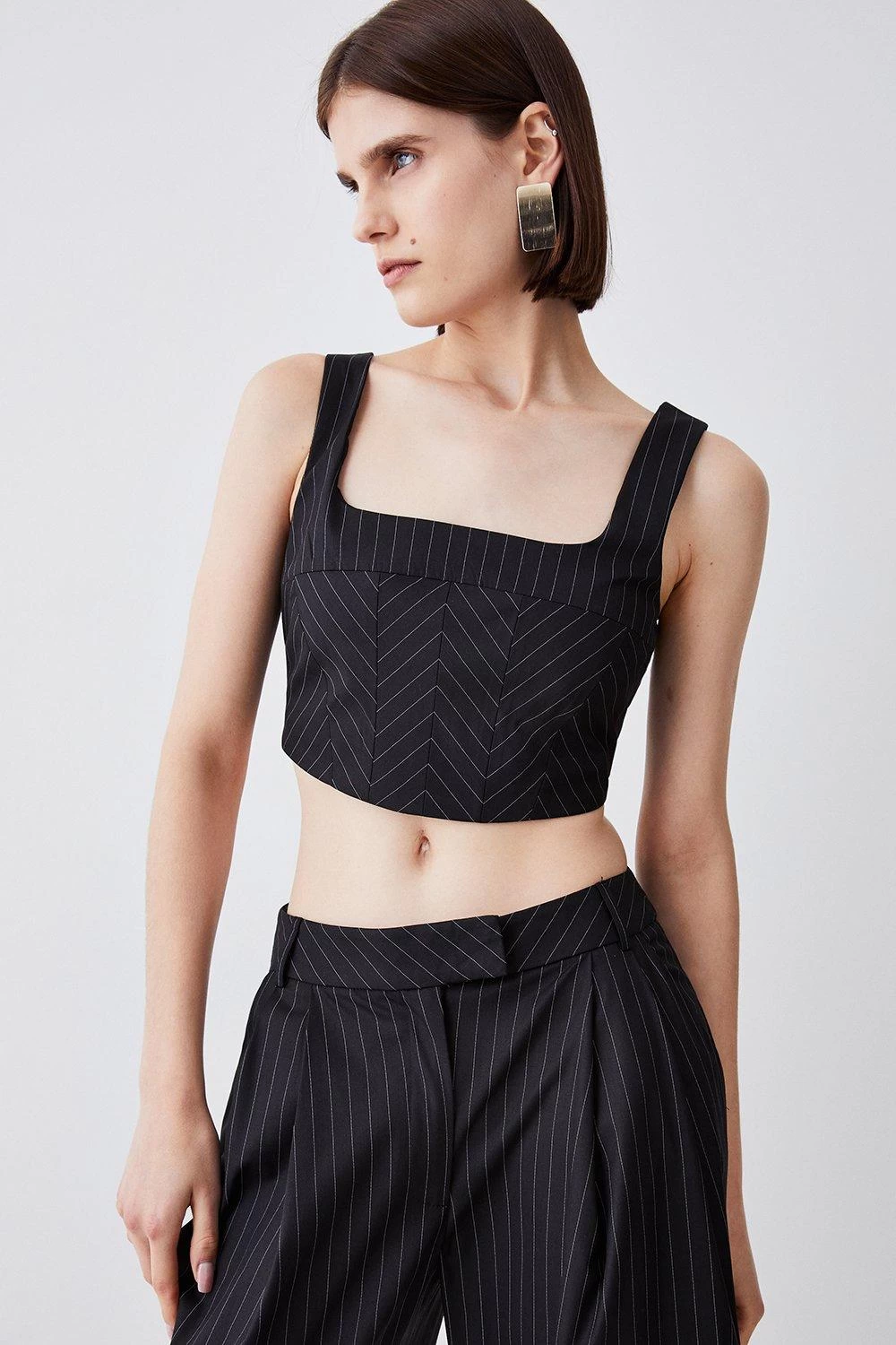 Karen Millen Pinstripe Bralet Top