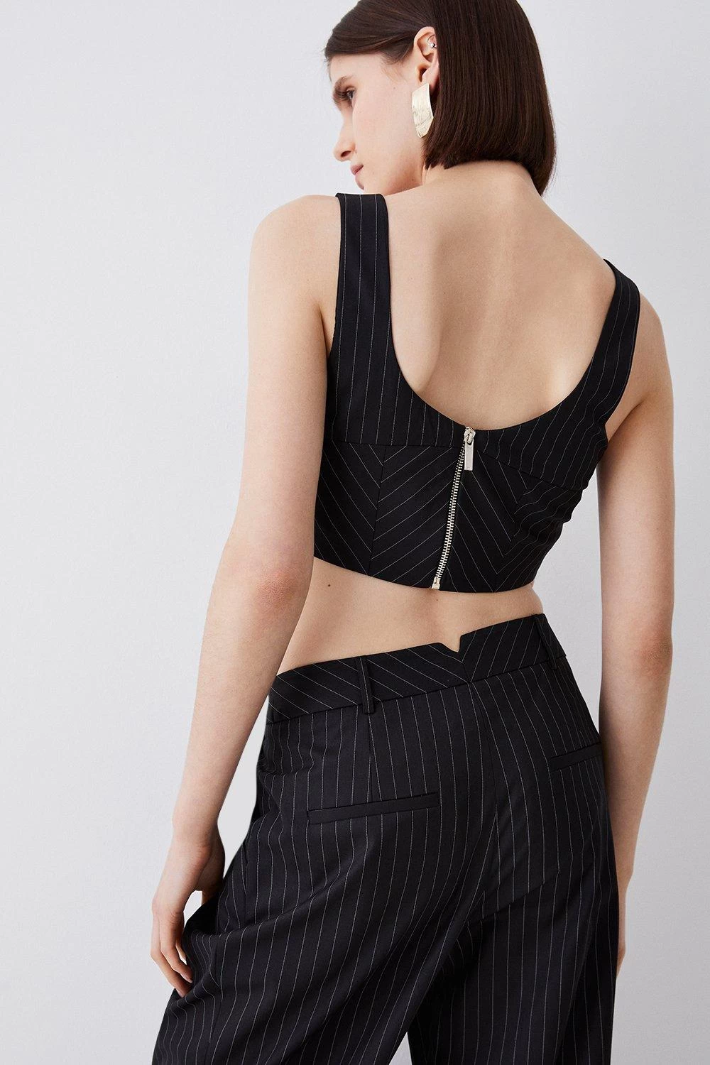 Karen Millen Pinstripe Bralet Top - Image 2