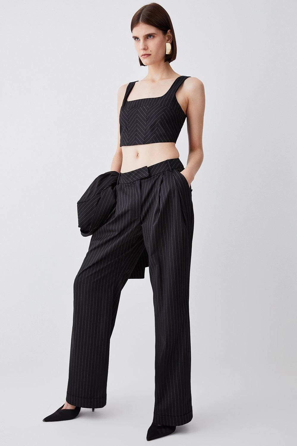 Karen Millen Pinstripe Bralet Top - Image 4