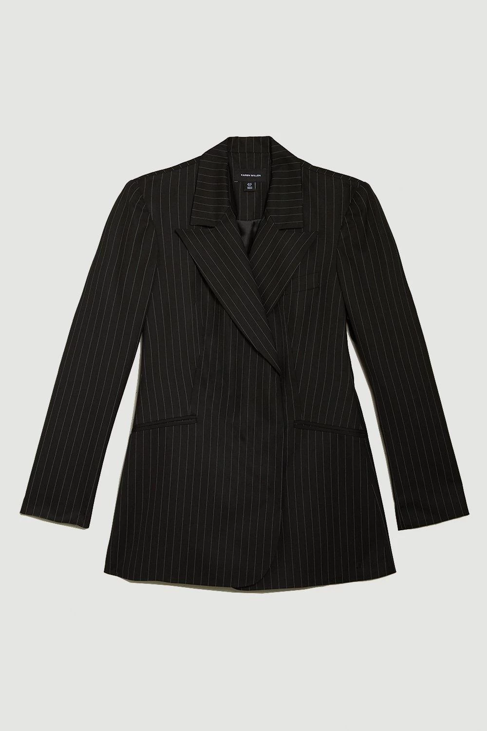 Karen Millen Pinstripe High Break Point Blazer - Image 2