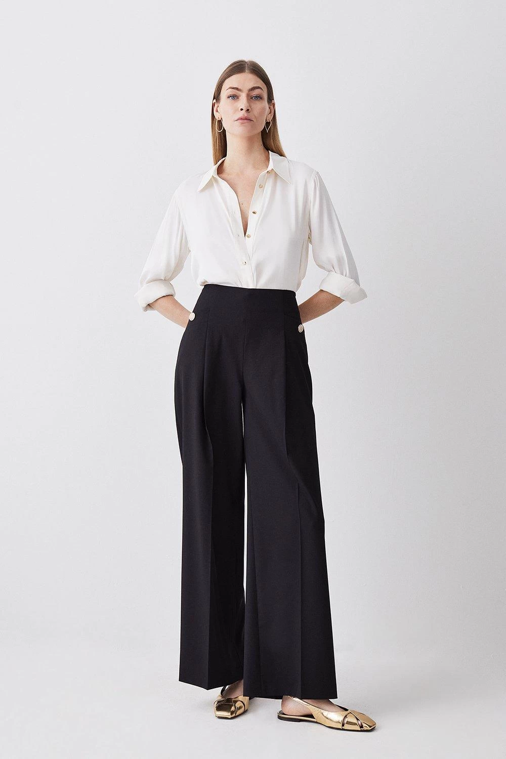 Karen Millen Polished High Waist Dart Detail Trouser - Image 2