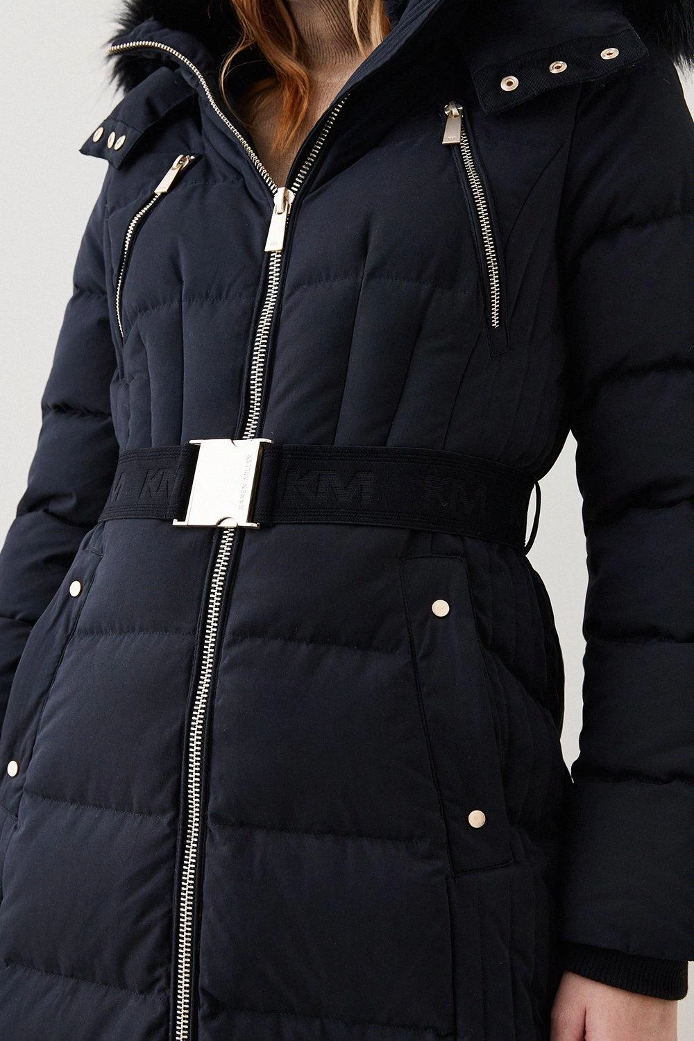 Karen Millen Premium Fur Trim Belted Maxi Down Jacket - Image 5