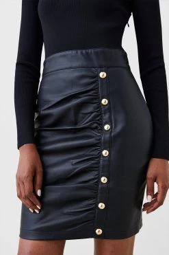 Karen Millen Pu And Knit Mix Mini Dress