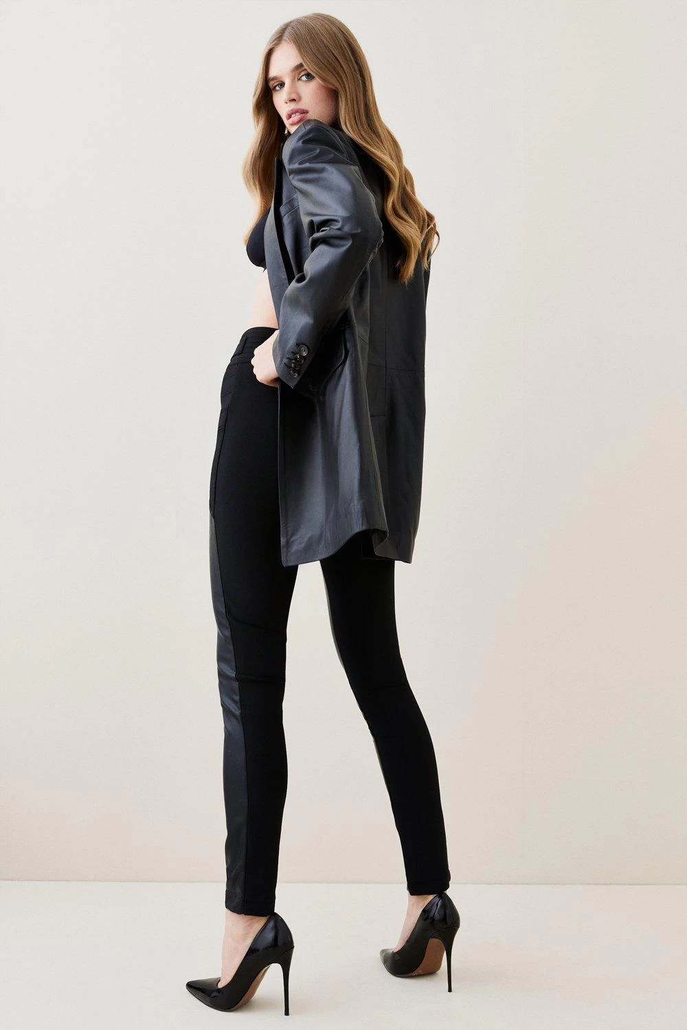 Karen Millen Pu Bandage Knit High Waisted Trouser - Image 2