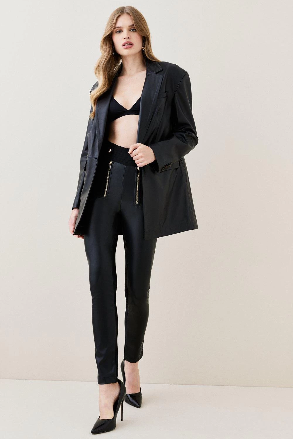 Karen Millen Pu Bandage Knit High Waisted Trouser - Image 4