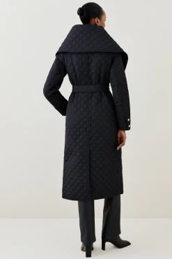 Karen Millen Quilted Longline Collar Coat