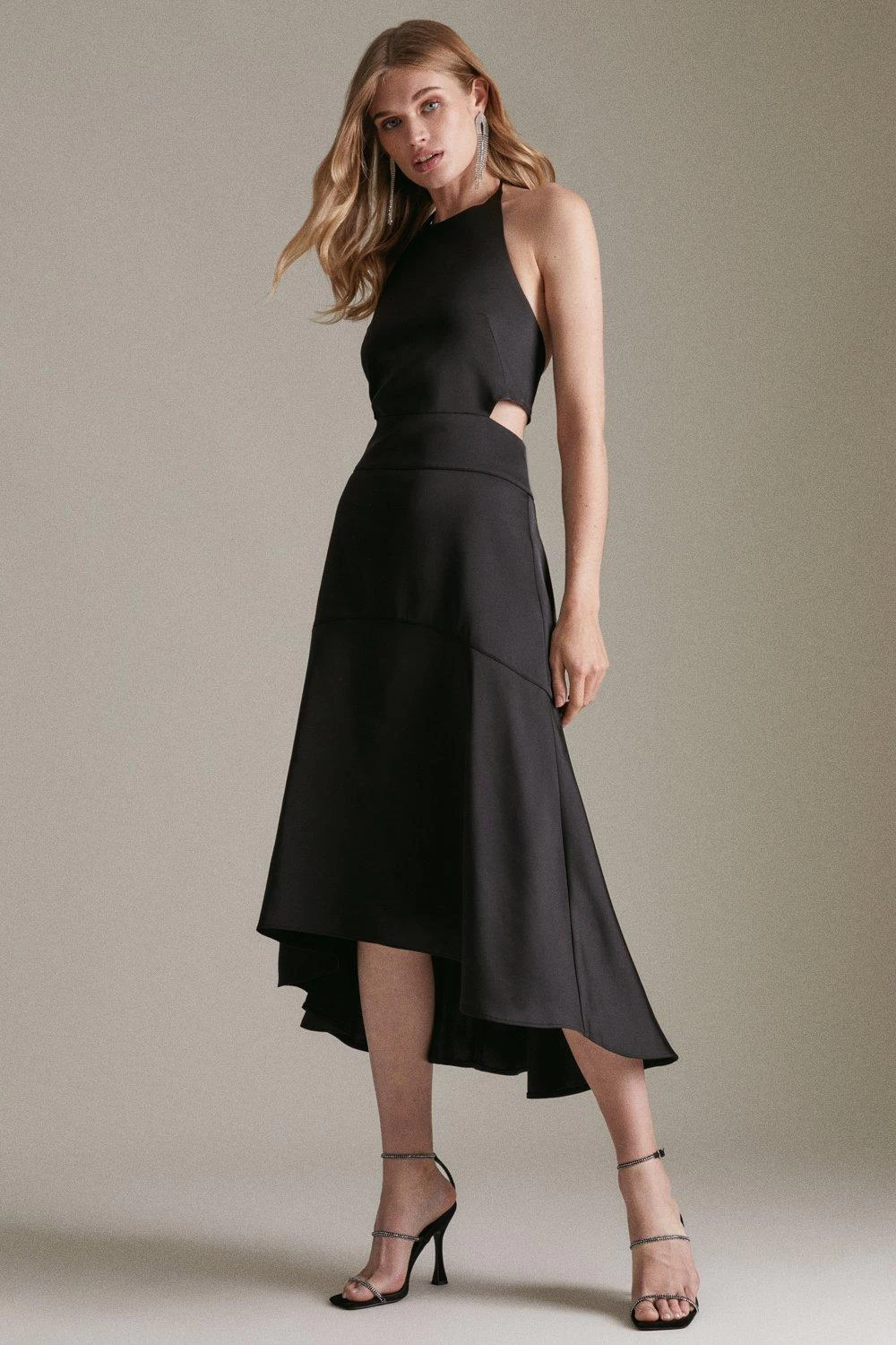 Karen Millen Satin Halter Neck Cut Out Midi Dress - Image 2