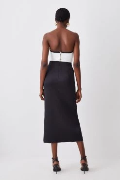 Karen Millen Satin Low Waist Straight Maxi Skirt