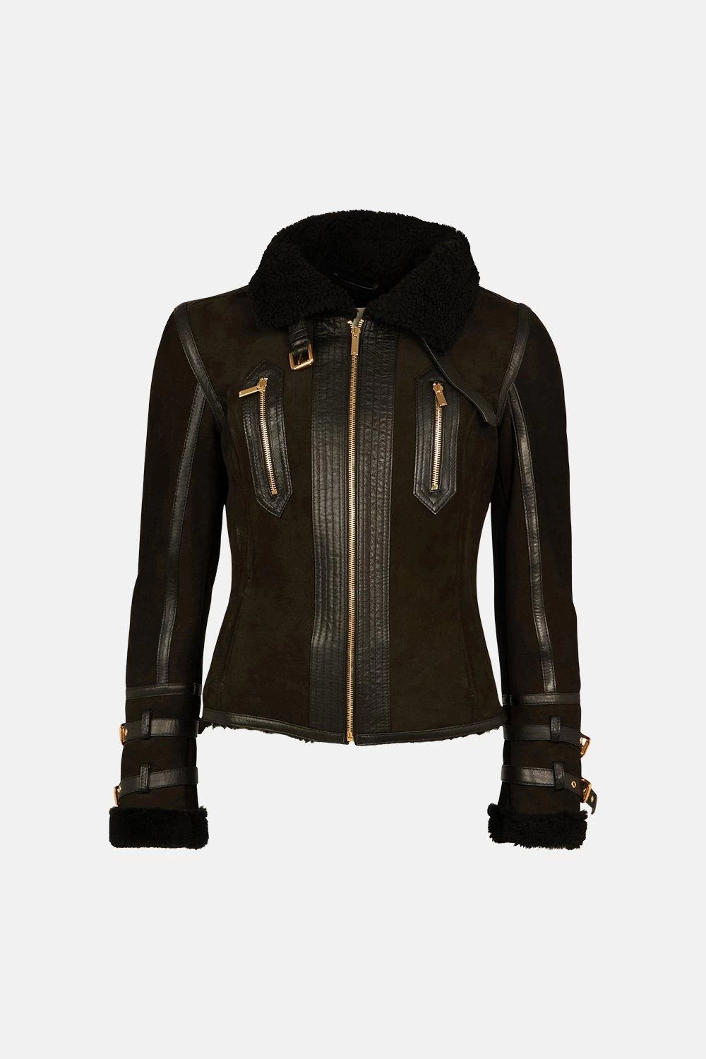 Karen Millen Short Shearling Aviator Jacket - Image 4