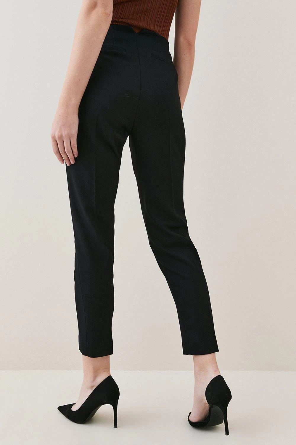 Karen Millen Slim Fit Crop Darted Waist Tailored Trouser - Image 4