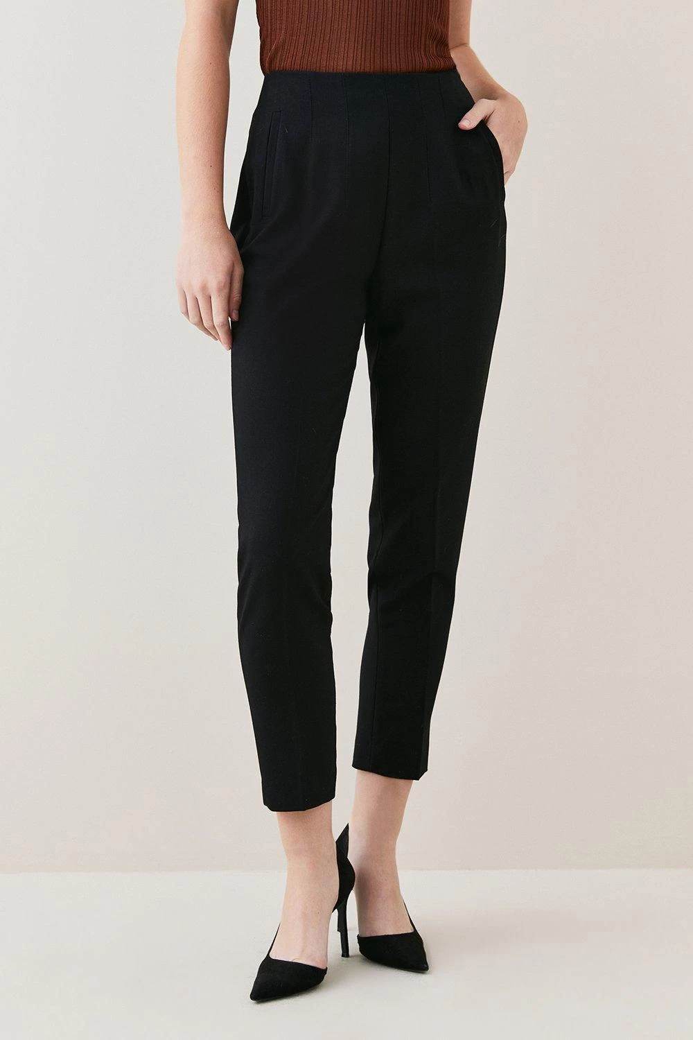 Karen Millen Slim Fit Crop Darted Waist Tailored Trouser