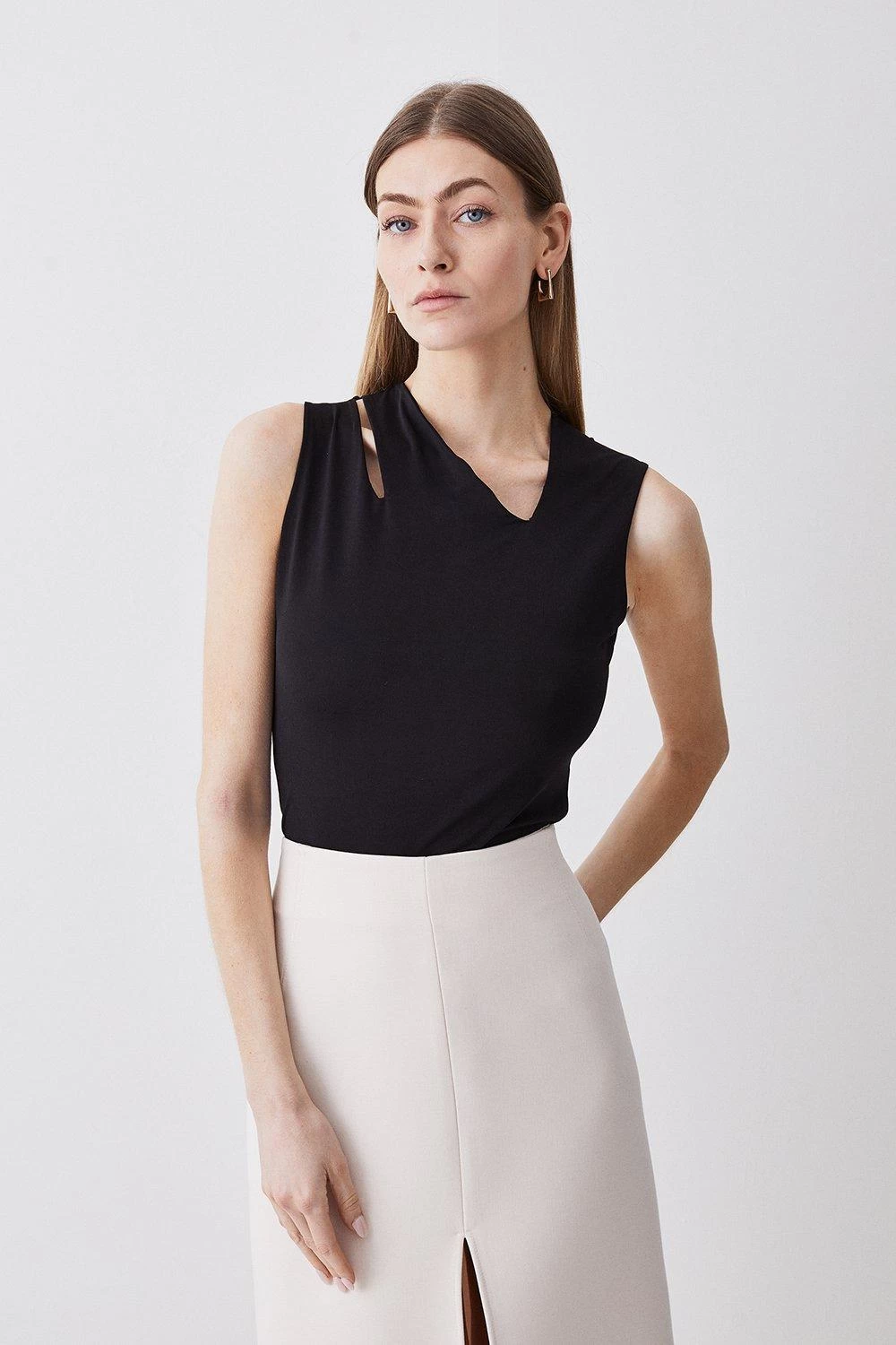 Karen Millen Slinky Asymmetric Detail Top