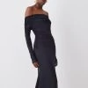Karen Millen Slinky Jersey Ruched Bardot Midi Dress