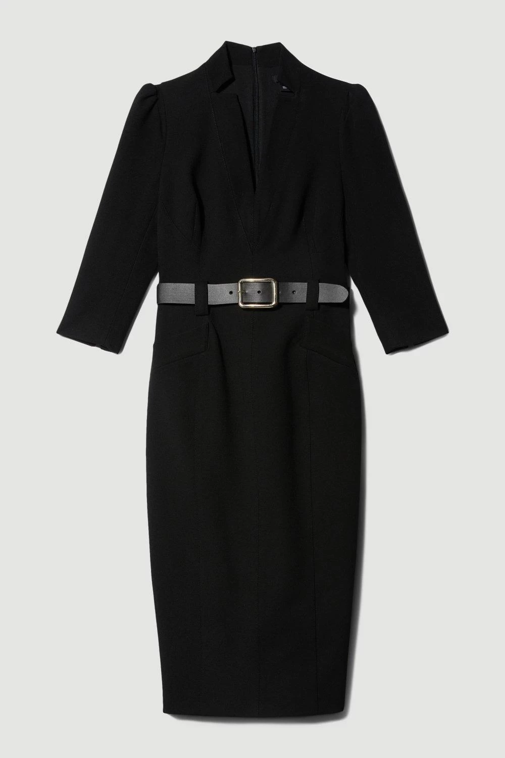 Karen Millen Structured Crepe Belted Forever Midi Dress - Image 3