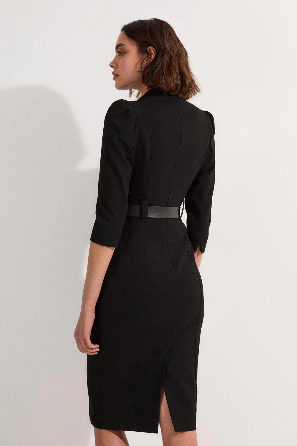 Karen Millen Structured Crepe Belted Forever Midi Dress - Image 5