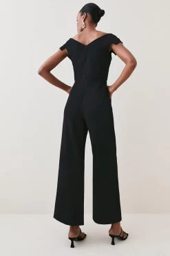 Karen Millen Structured Crepe Cross Detail Jumpsuit