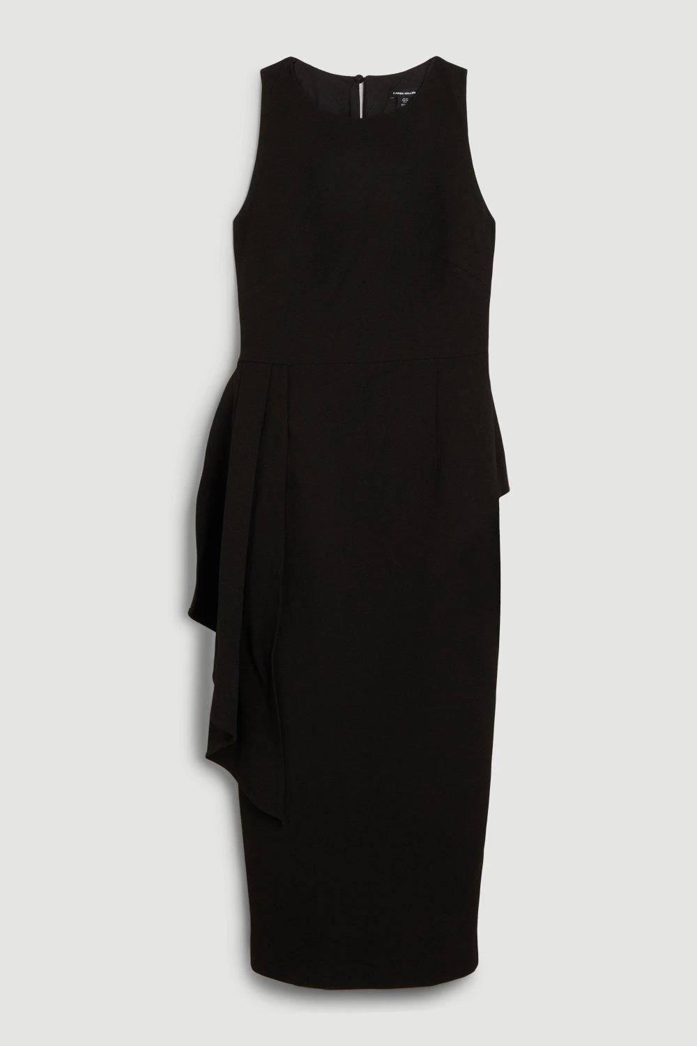 Karen Millen Structured Crepe Drape Side Midaxi Dress - Image 3