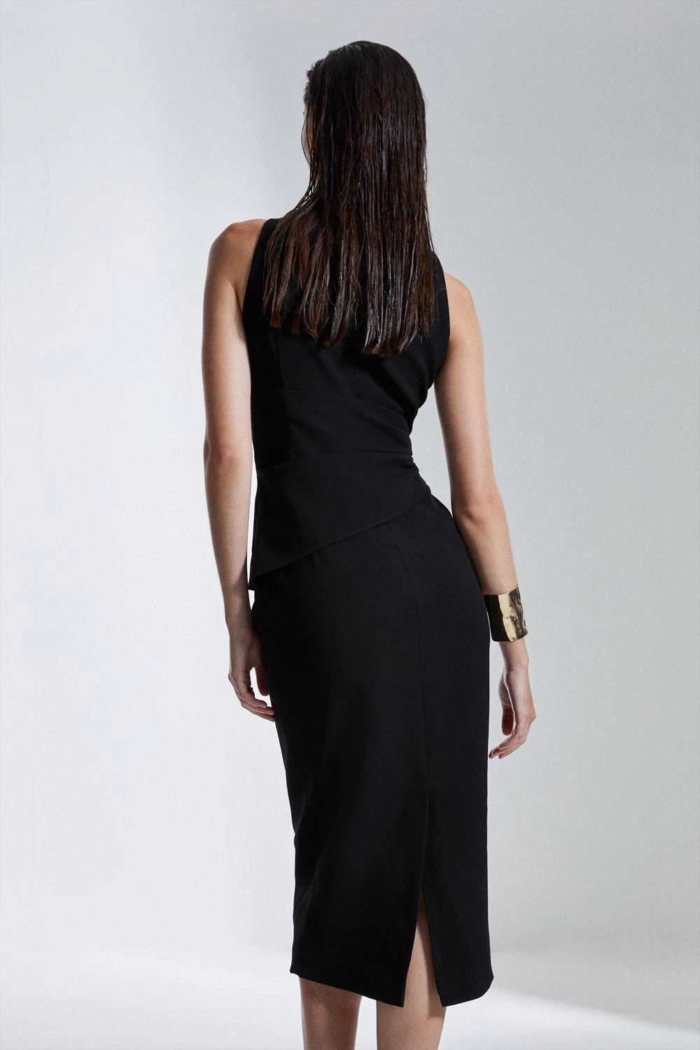 Karen Millen Structured Crepe Drape Side Midaxi Dress - Image 5