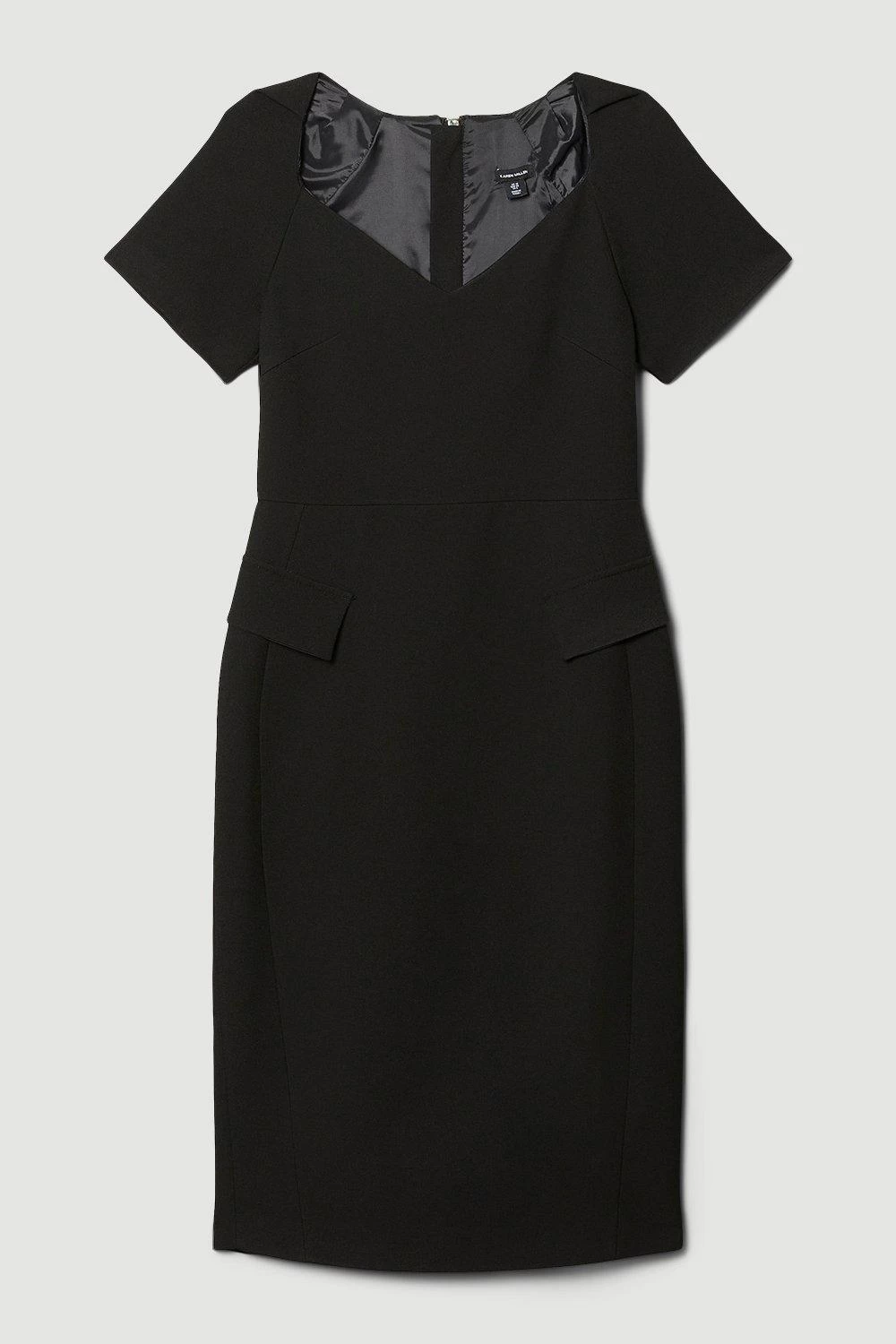 Karen Millen Structured Crepe Square Neck Midi Dress - Image 3
