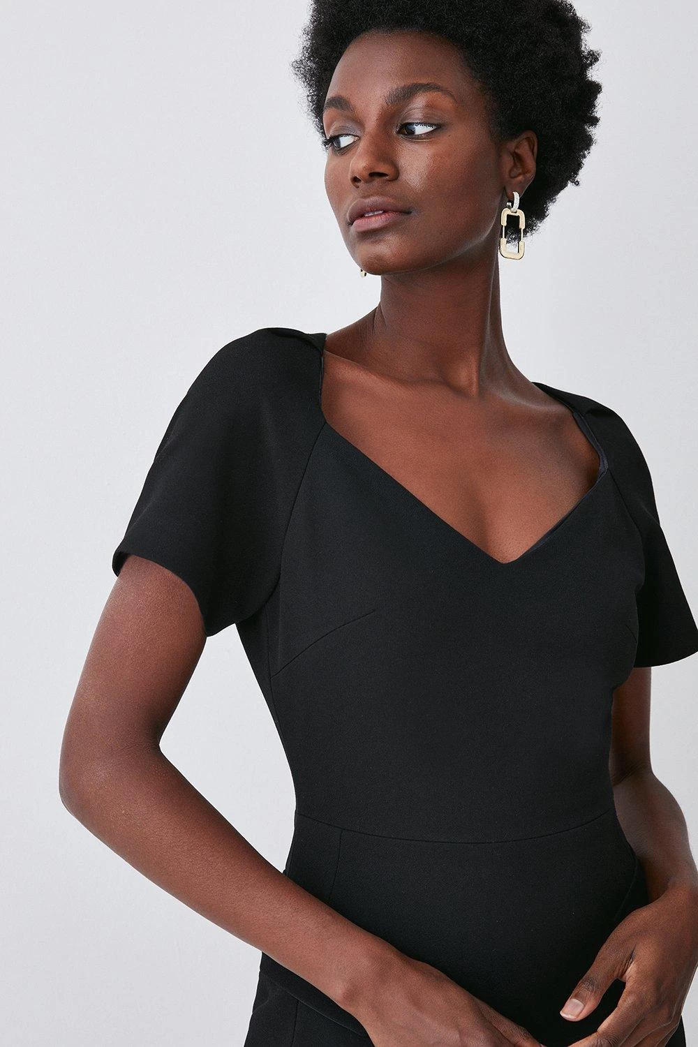 Karen Millen Structured Crepe Square Neck Midi Dress - Image 4