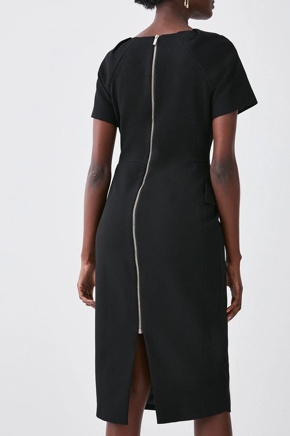 Karen Millen Structured Crepe Square Neck Midi Dress - Image 5