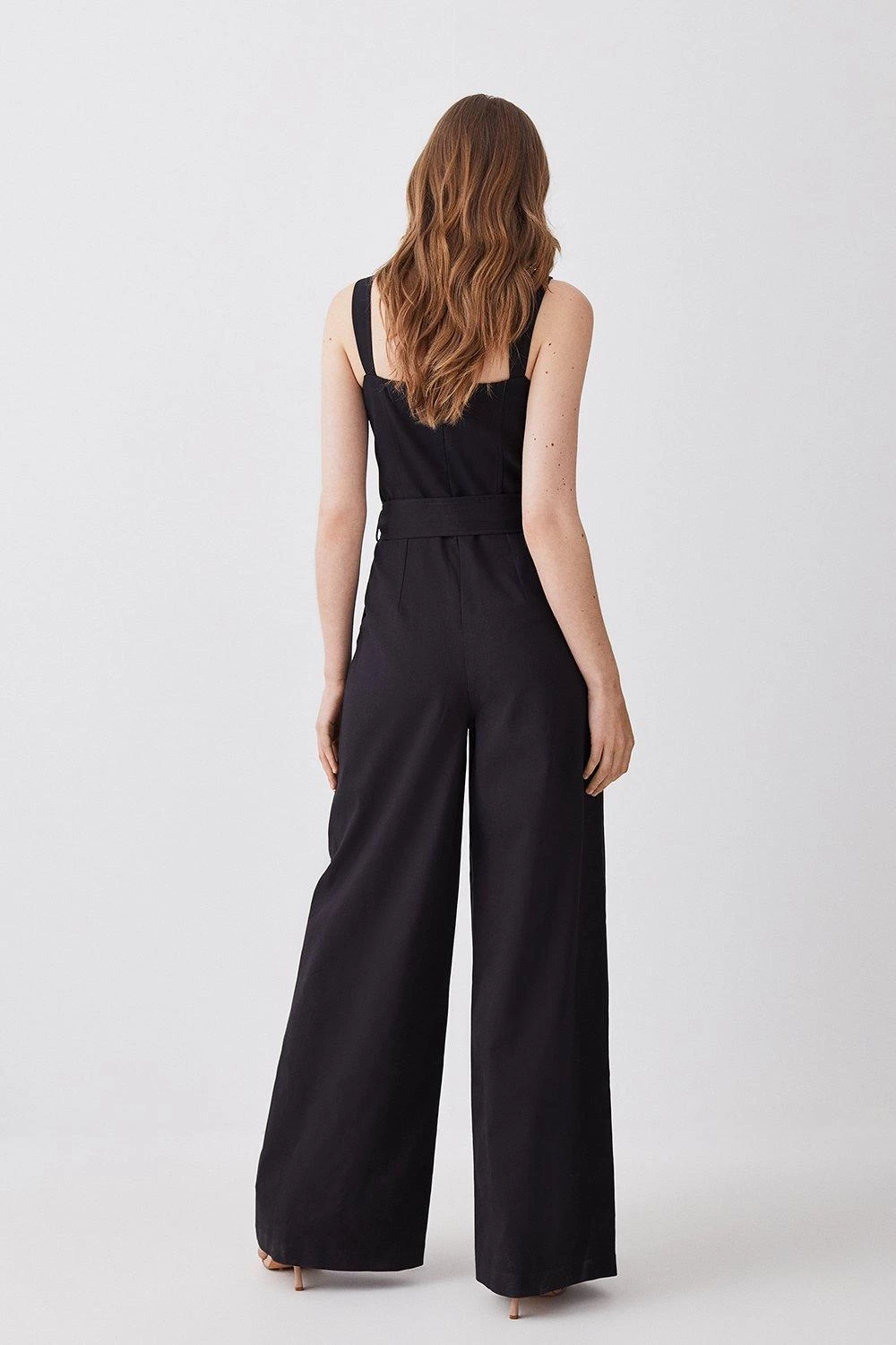 Karen Millen Structured Stretch Sweetheart Neck Belted Jumpsuit - Image 3