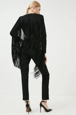 Karen Millen Tailored Fringe Detail Long Sleeve Jumpsuit