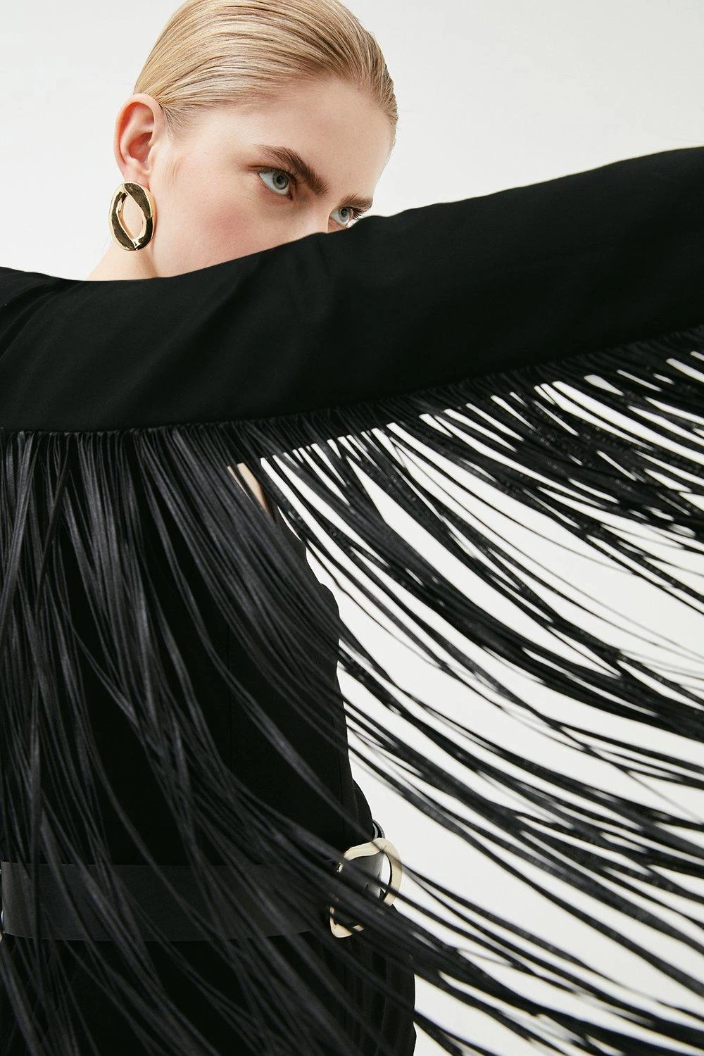 Karen Millen Tailored Fringe Detail Long Sleeve Jumpsuit - Image 4