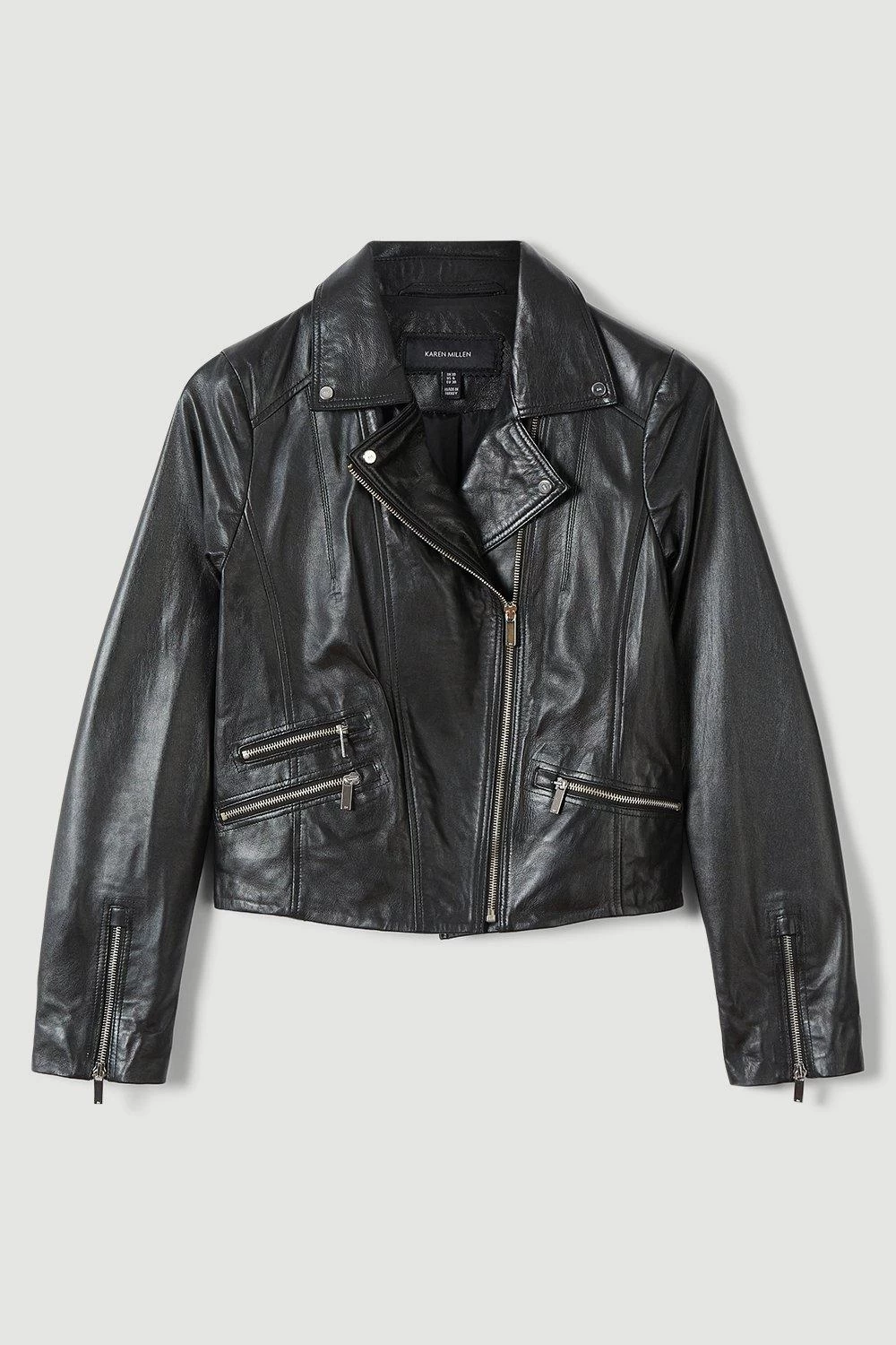Karen Millen Tall Leather Signature Biker Jacket - Image 2