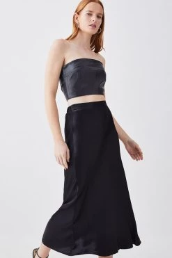 Karen Millen Tall Satin Viscose Woven Skirt