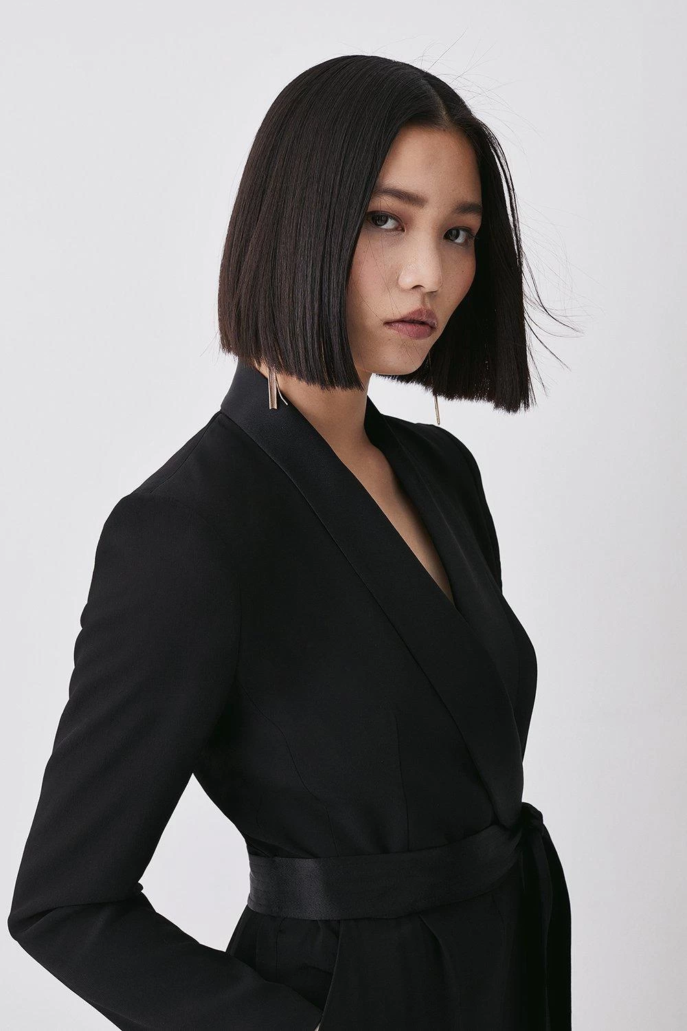 Karen Millen Tuxedo Belted Wrap Jumpsuit - Image 2