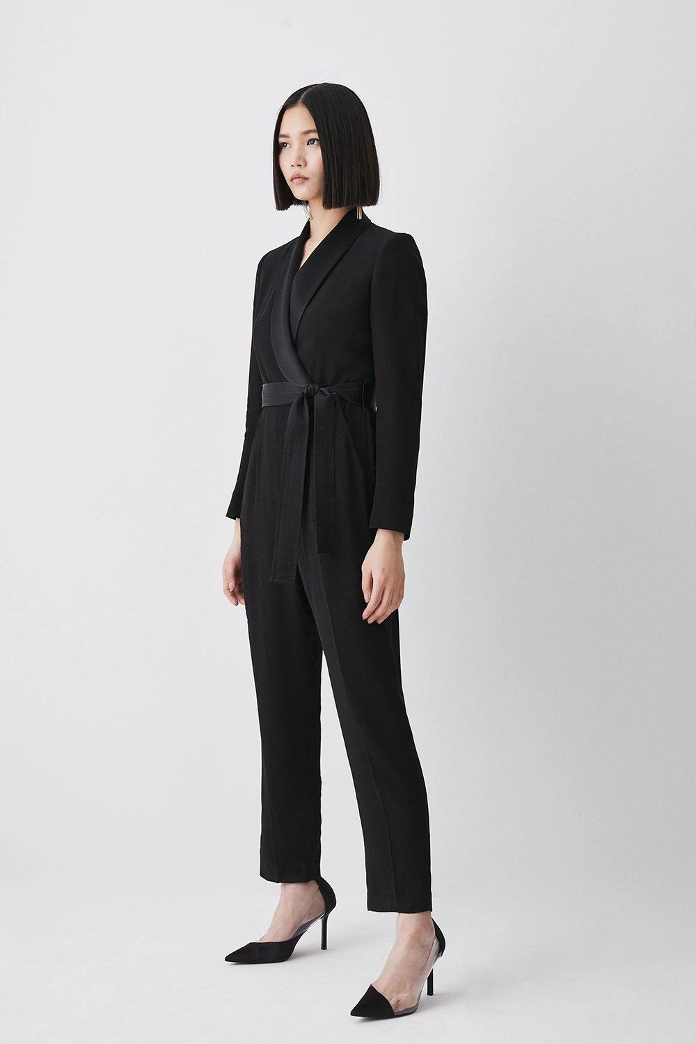 Karen Millen Tuxedo Belted Wrap Jumpsuit - Image 3